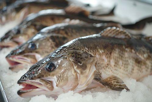 海产品食材鲜冻银鳕鱼 摄影图